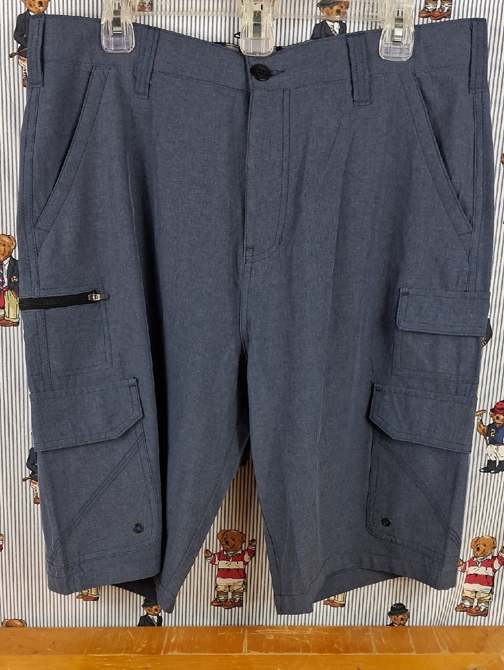 Iron Co Performance Flat Front Stretch Tech Hybrid Cargo Casual Active Shorts 34